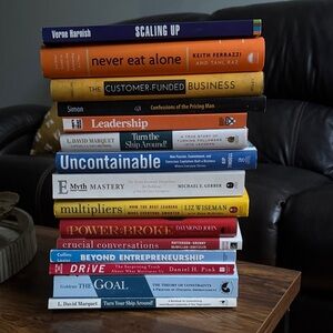 Stack of Business and Leadership Books